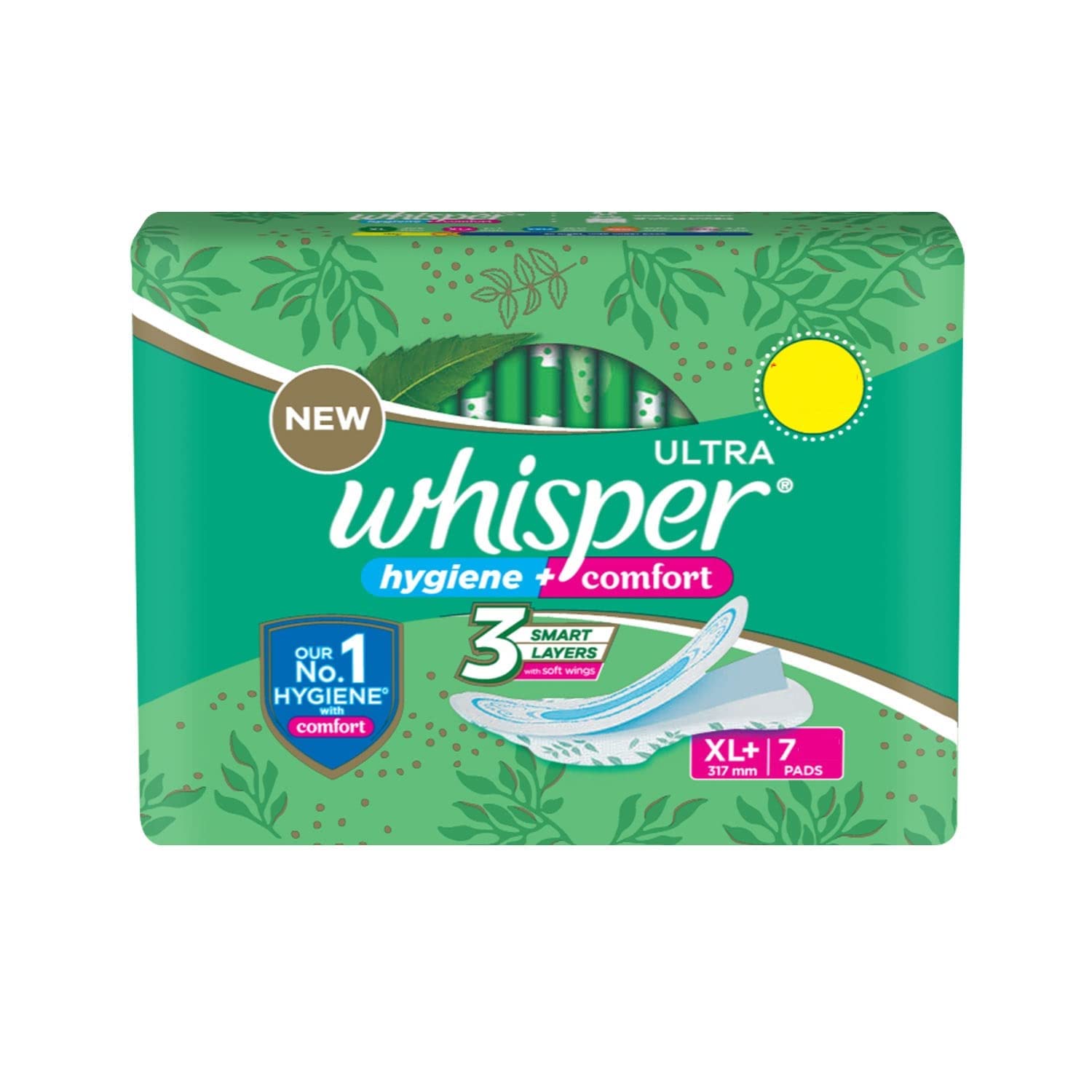 Whisper Ultra Clean Sanitary Pads for Women, XL + , 7 Pad